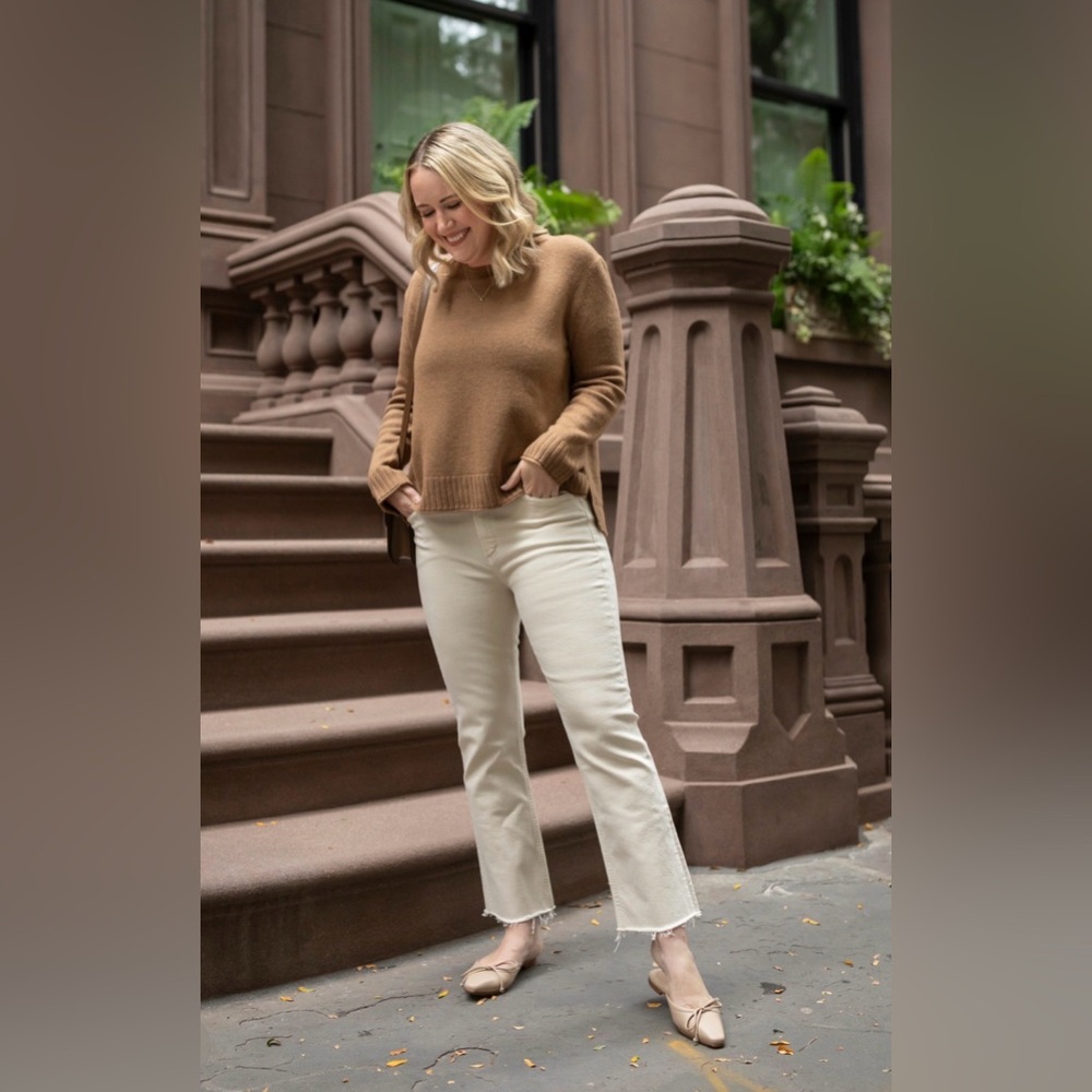 Jenni Kayne Everyday Sweater In Dark Camel Wool Cashmere Quiet Luxury | Size L